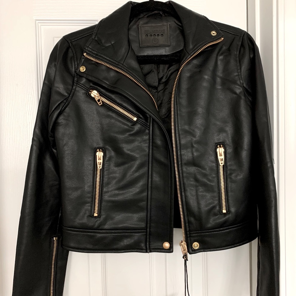 Blank NYC black moto faux leather jacket